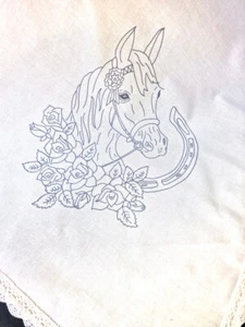 Tablecloth to embroider cotton lace edge FLORES The Horse CSO162 - Picture 1 of 1