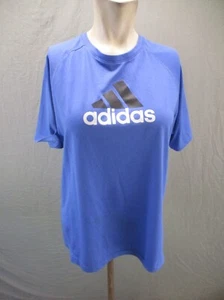 ADIDAS Size XL(18-20) Kids Unisex Blue Stretch Short Sleeve Athletic T-Shirt 087 - Picture 1 of 9