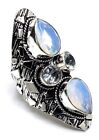 Opalite & Topaz Gemstone 925 Sterling Silver Handmade Jewelry Ring Size-7.50"