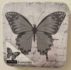 PACK OF 4 BUTTERFLY DESIGN COASTERS -  10.5 X10.5 CM - COFFEE/TEA/DRINKS COASTER