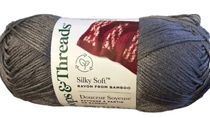 Loops & Threads, Silky Soft Yarn Smoke Gray, 3.5 OzRayon from Bamboo 240 yd - Picture 1 of 11