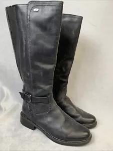 Denver Hayes Boots Women’s Size 8M Black Knee-High Zip Up Leather - Picture 1 of 21