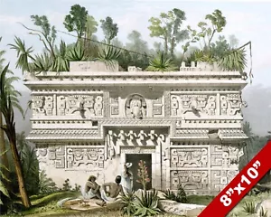 MAYAN RUINS OF CHICHEN ITZA MEXICO CATHERWOOD PAINTING ART REAL CANVAS PRINT - Picture 1 of 5