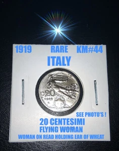 1919-R RARE ITALY 20 CENTESIMI FLYING WOMAN KEY DATE COIN ! SEE PHOTO'S ! - Picture 1 of 4