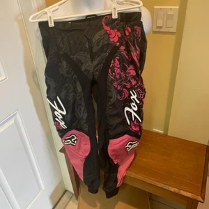 Fox Racing Pants Youth Girls 9 10 Black Pink 180 Riding Motocross - Picture 1 of 11