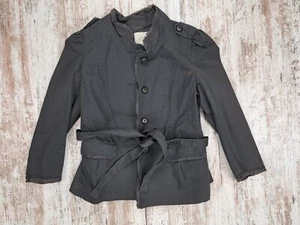 Ann Taylor Loft Blazer Jacket Gray Buttons Belt Women's Size 2P Petite - Picture 1 of 7