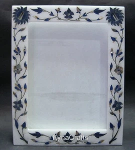 10 x 8 Inches Marble Decorative Frame Lapis Lazuli Stone Inlay Work Photo Frame - Picture 1 of 5