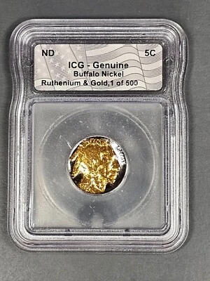 1936 Buffalo Nickel 24kt plated Ruthenium & Gold 1 of 500 - Image 1 of 2