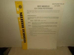 1977 YAMAHA Motorcycles CDI Models Cross Reference TECHNICAL BULLETIN M7-044 - Picture 1 of 6