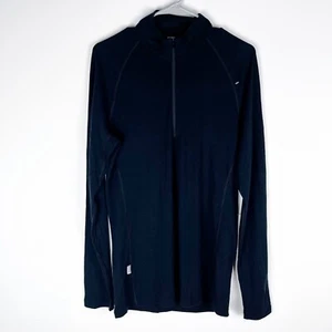 Icebreaker Mens Basics 1/4 Zip Merino Wool Solid Black Baselayer Shirt Mens XL - Picture 1 of 7