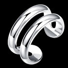 925 Silver Filled Two-Line Open Adjustable Rings Womens Classic Fashion Jewelry