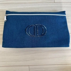 Christian Dior novelty denim logo zippy pouch clutch bag navy Dior beauty new - Picture 1 of 1