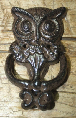   Cast Iron Antique Style Rustic HOOT OWL Door Knocker Brown Finish Barn - Image 1 of 3