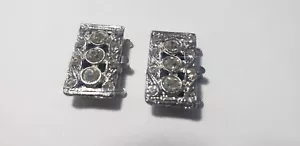 LOT of 2 Vintage Rhinestone 3 Strands Snap Clasp Jewelry Making - Picture 1 of 7