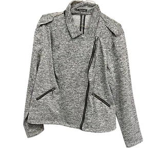 Maurices Moto Jacket Heather Gray Knit Asymmetrical Zip Pockets Size 4 - 4XL - Picture 1 of 9