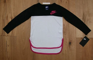 Nike Girl Long Sleeve T-Shirt ~ Lightweight & Soft ~ Black, White & Fuchsia ~ - Picture 1 of 3