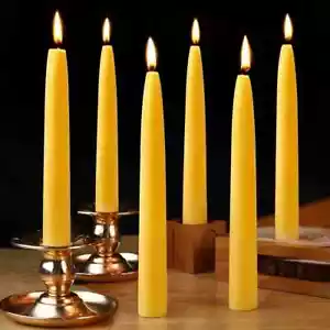 6 Pack Beeswax Taper Candles 8in Smokeless Pure 8 8in, Yellow - Picture 1 of 8