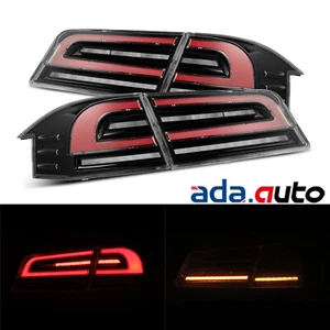 Fit 2012-2020 Tesla Model S LUXX-Series LED Tail Lights Pair Black Red - Picture 1 of 10