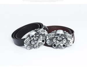 Punk Leder Gürtel Jeansgürtel Ledergürtel Belt Schädel Totenkopf Schnalle skull - Picture 1 of 12