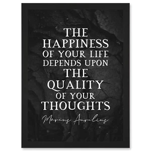Slate Quote Marcus Aurelius Happiness Quality Thoughts Framed A4 Wall Art Print - Bild 1 von 21