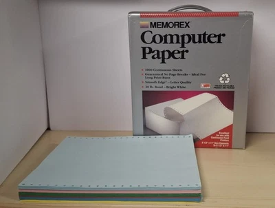 1991 Memorex Computer Paper Smooth Edge 1000 Continuous Sheets 20 lb. 9.5x11" - Image 1 of 4