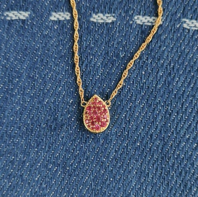 Julie Vos Pink Tourmaline Pavé Teardrop Necklace Gold - Image 1 of 3