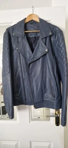 Rare Blue BIKER jacket Mens Genuine Leather. - Picture 1 of 6