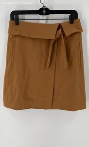 Loft Brown Regular Fit Flat Front Pockets Classic Wrap Womens Skirt Size 4 - Picture 1 of 4