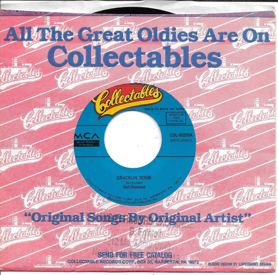 NEIL DIAMOND  Cracklin' Rosie / He Ain't Heavy He's My Brother 45 - Image 1 of 1