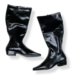 Madden Girl Boots Women 10M Black Faux Leather Knee-High Wide-Calf Florance NWOB - Picture 1 of 16