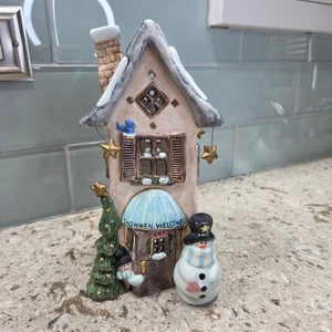 Pupazzo di neve hotel casa di candele luminose nuovo con etichette Nancy Williams decorazione natalizia - Foto 1 di 10