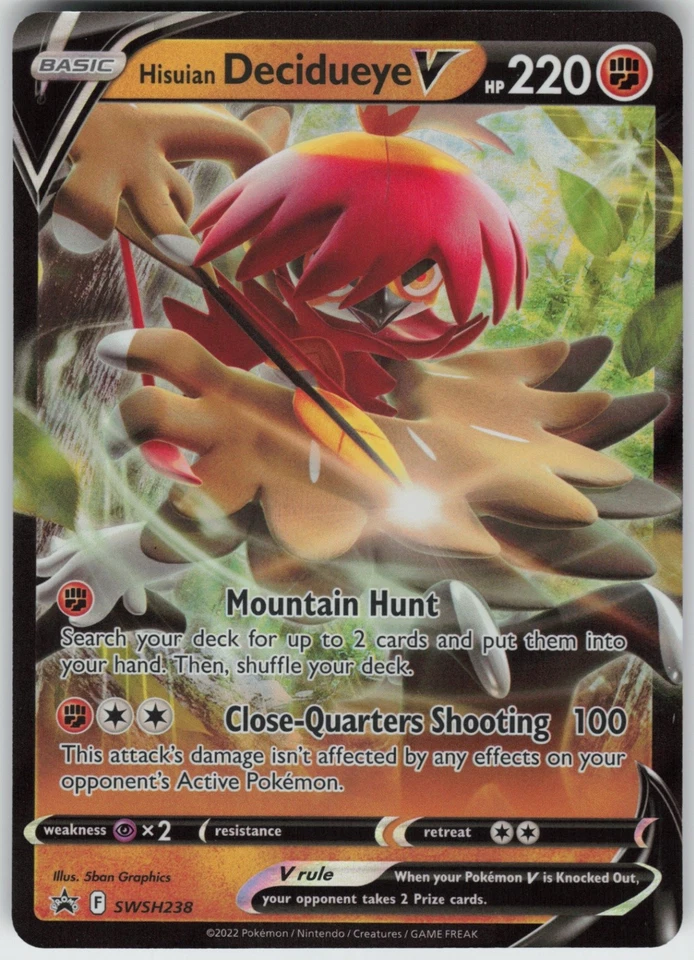 Foil Hisuian Decidueye V SWSH238 SWSH: Sword & Shield Promo Cards Promo NM - Image 1 of 1