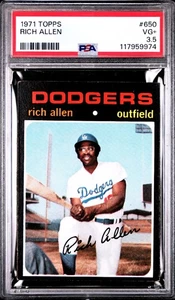 1971 Topps #650 Rich Allen Tough High Number SP PSA 3.5 VG+ HOF Dodgers - Picture 1 of 2