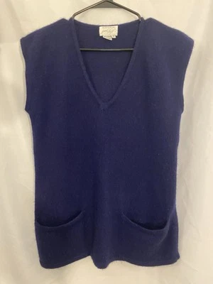 Chaleco Suéter Vintage Lord & Taylor Italia 100% Cachemira Azul Marino Para Hombre’s L Foto 1 de 4