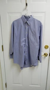 CAMISA LANDS END PARA HOMBRE, 100% ALGODÓN, CUADROS AZULES, TALLA. L, 16 1/2X32/33, USADO, BUENO - Imagen 1 de 3