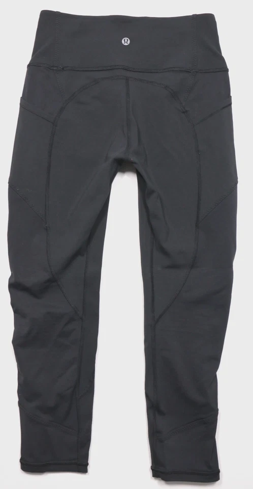 Lululemon Size 6 23" Black Cropped Leggings Hip Pockets Align Mid Rise - Image 1 of 4