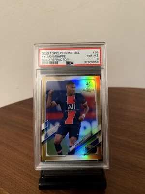 Topps Chrome UCL 2020-21 - Kylian Mbappe #95 Gold Refractor / PSA8 Foto 1 de 2