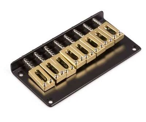Genuine Hipshot Ibanez Flat Plate replacement Bridge 8 String Black/Gold 4IBF08G - Picture 1 of 2