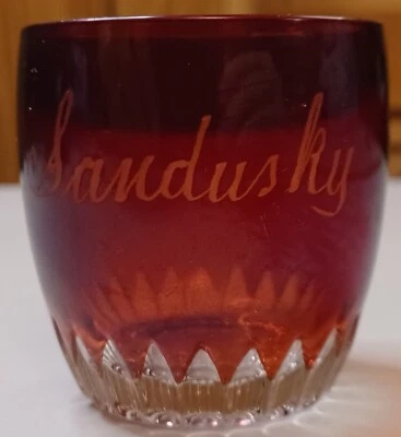 Vintage Ruby Flash Stained Red Pressed Glass Small Toothpick Sandusky Vase - Image 1 of 4