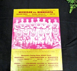 Programa de baloncesto Michigan vs Minnesota 1958 57-58 - Imagen 1 de 4
