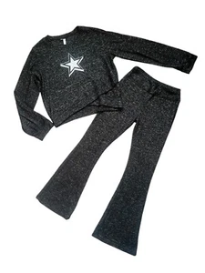 Sofi Girls 2pc Hacci Sweater Knit Glitter Star Twist Hem Top & Pants Set 6x - Picture 1 of 4