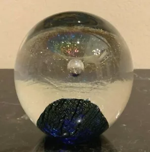 Robert Eickholt 1985 Iridescent Controlled Bubble Art Glas Briefbeschwerer - Bild 1 von 7