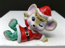 Vintage Enesco Christmas Mouse Dressed as Santa in Ice Skates Figurine