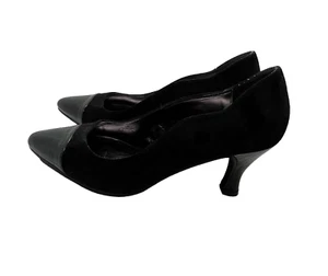 Bellini Zaza Pump Heels Black Scalloped Edge Women's Size 10 M 40s Vibes Vegan - Picture 1 of 14