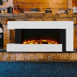 52inch White Fireplace Suite Surround Frame Electric Fire Wall Mounted Flame LED - Picture 1 of 13