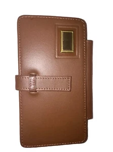 Schmal Echtleder braun Scheckbuch Hülle Verschluss für zusätzliche Sicherheit AA127 - Bild 1 von 3