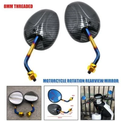 1Pair 8mm Scooter Motorcycle Rotation Rear View Side Mirror Carbon Color Style - Imagem 1 de 4
