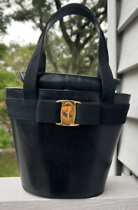 Salvatore Ferragamo Handbag Leather Black (damaged)