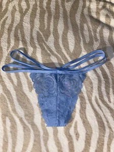 Sexy PINK VS blue lace strap Thong XS Panties - Picture 1 of 4