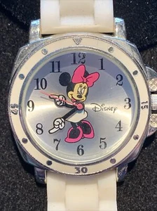 Vintage Disney Minnie Mouse Watch Accutime White Rubber Strap - Picture 1 of 7